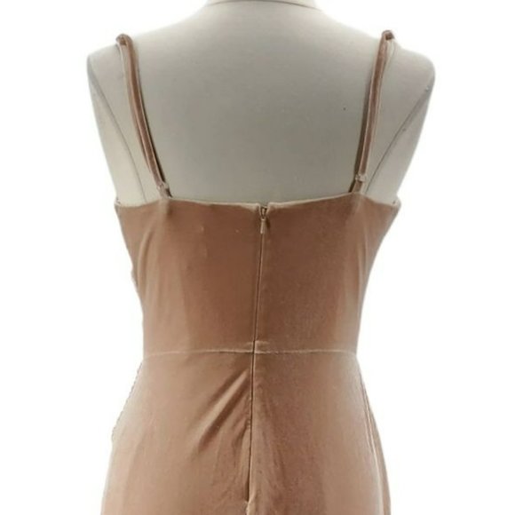 Revelry Rory Cream Velvet Bridesmaid Tan Maxi Dress 8 - Picture 6 of 16